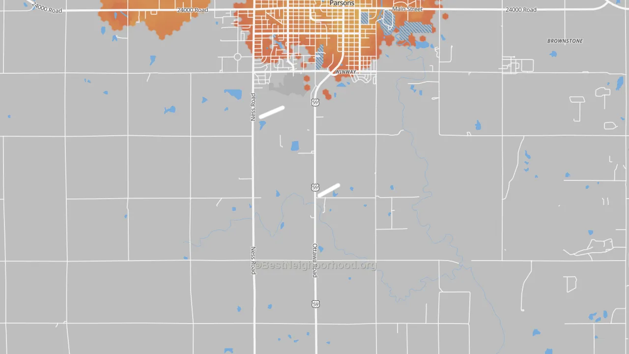 Bike Grade map of Winway, KS