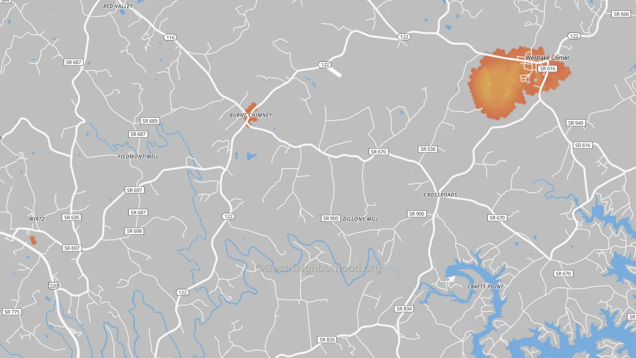Bike Grade map of Wirtz, VA