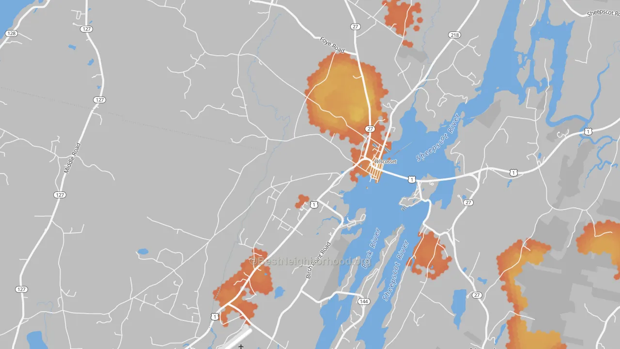 Bike Grade map of Wiscasset, ME