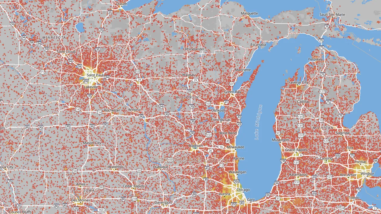 Bike Grade map of Wisconsin