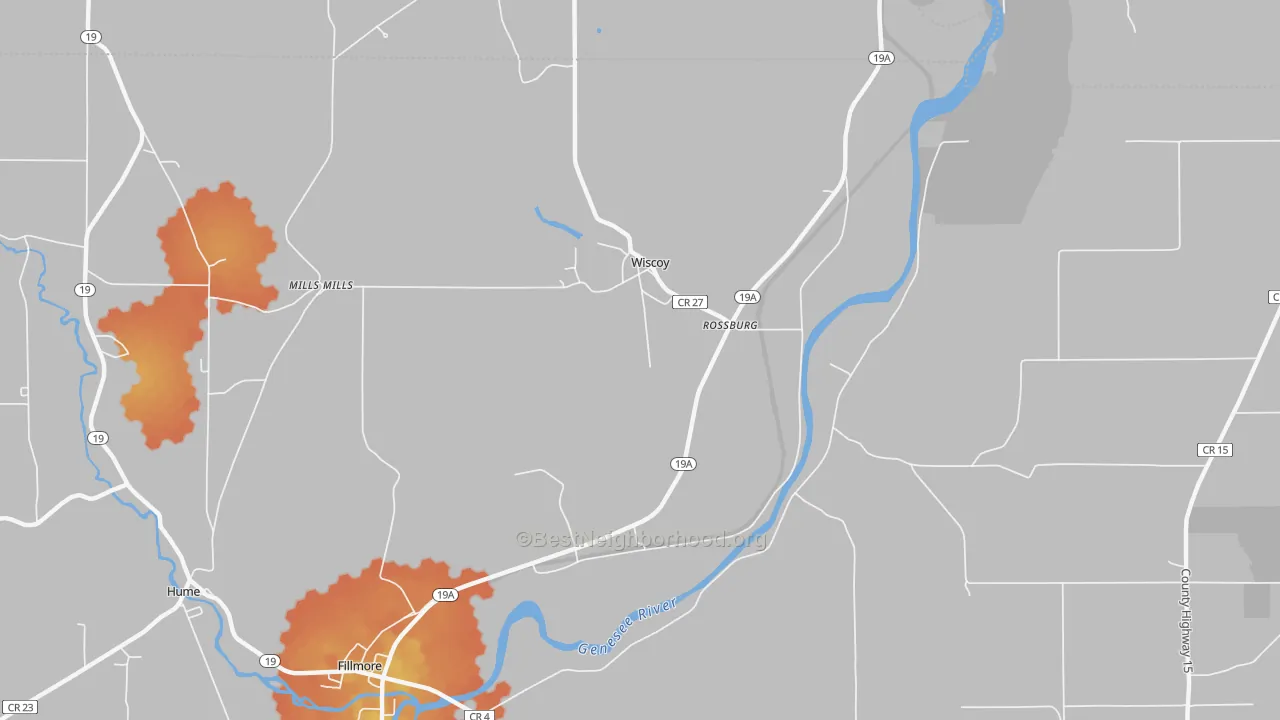 Bike Grade map of Wiscoy, NY