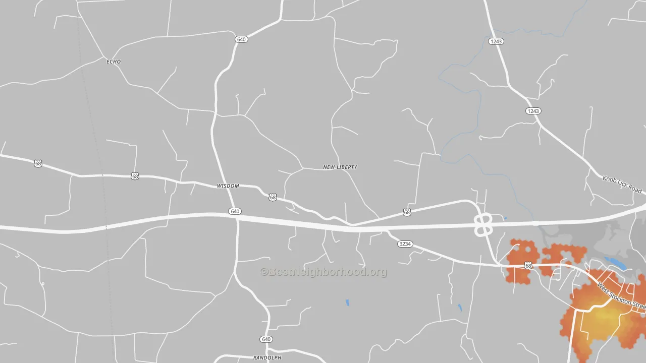 Bike Grade map of Wisdom, KY