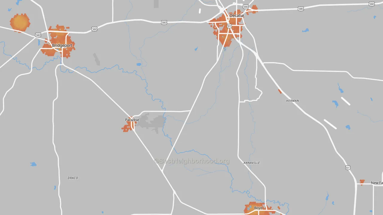 Bike Grade map of Wise County, TX