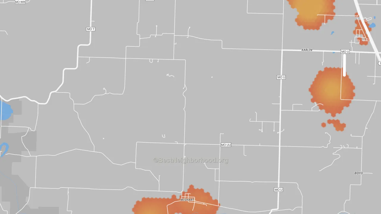 Bike Grade map of Wishart, MO