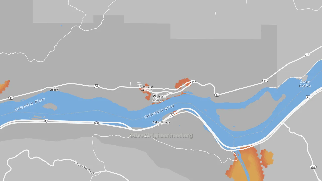 Bike Grade map of Wishram, WA
