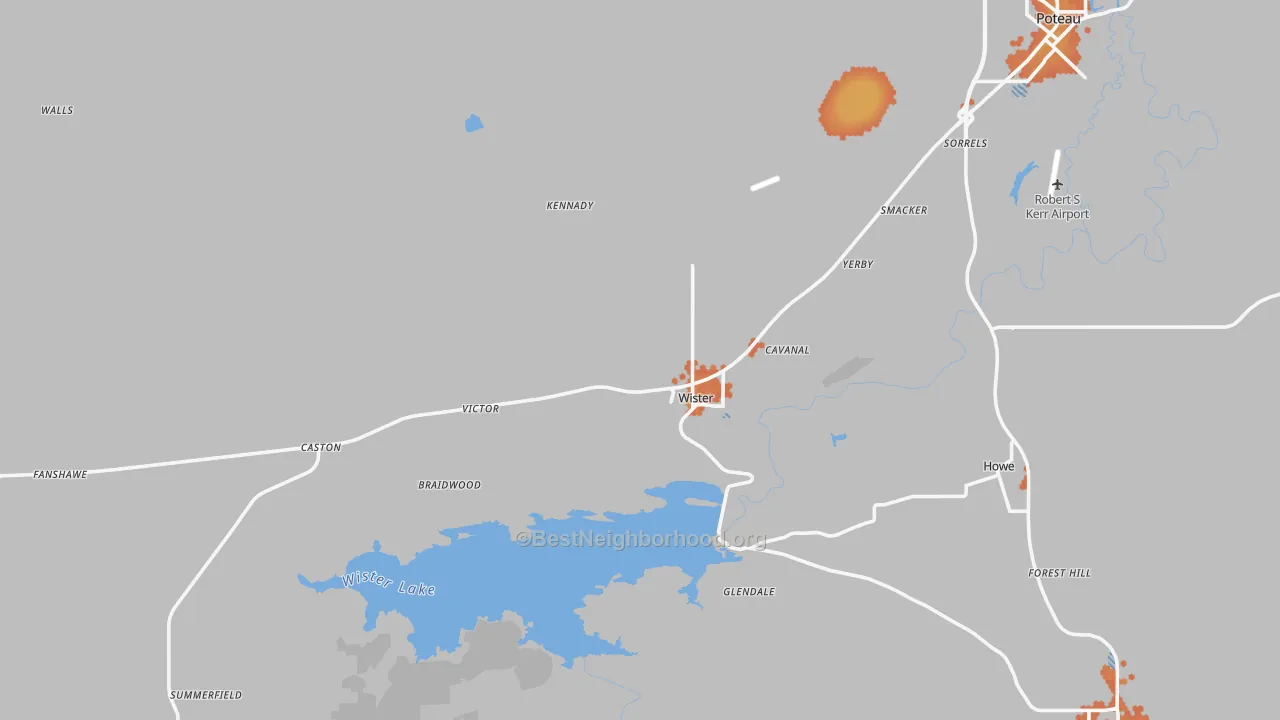 Bike Grade map of Wister, OK