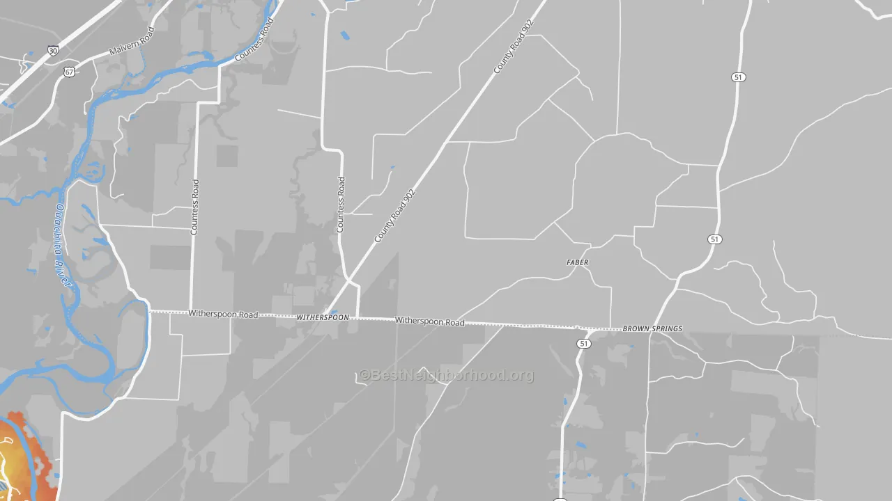 Bike Grade map of Witherspoon, AR