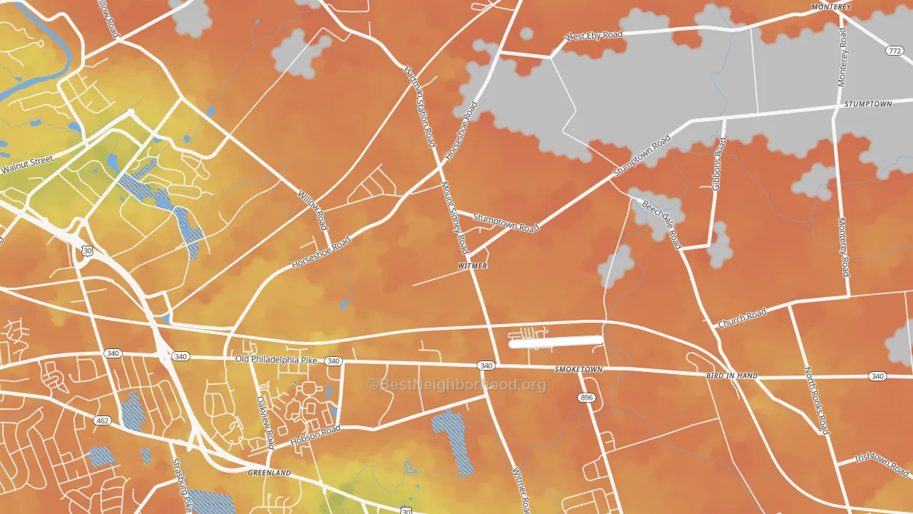 Bike Grade map of Witmer, PA