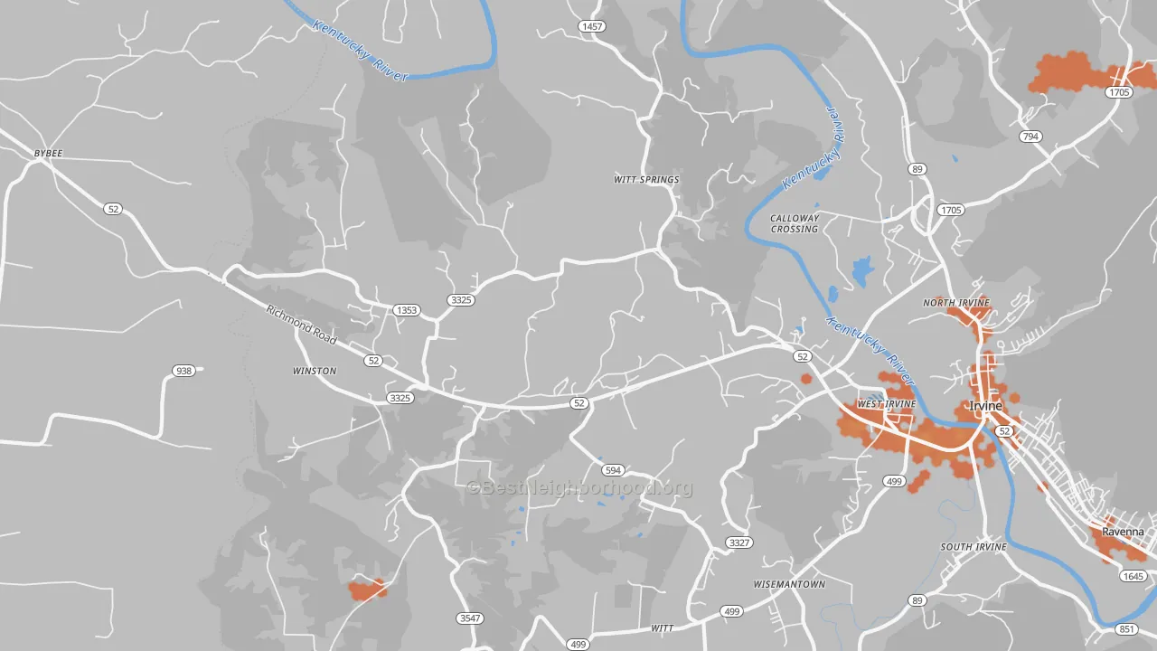 Bike Grade map of Witt Springs, KY