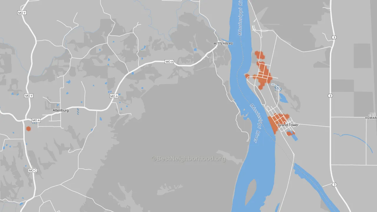 Bike Grade map of Wittenberg, MO