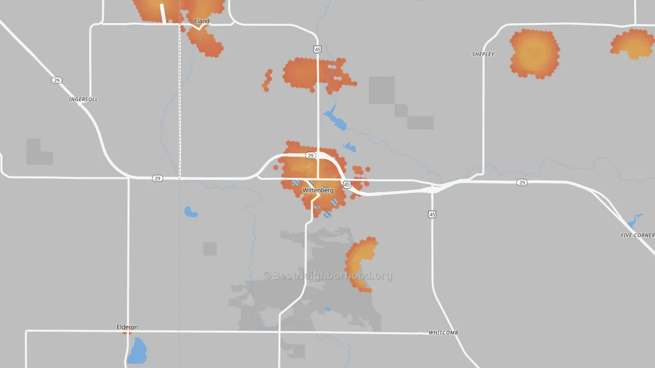 Bike Grade map of Wittenberg, WI