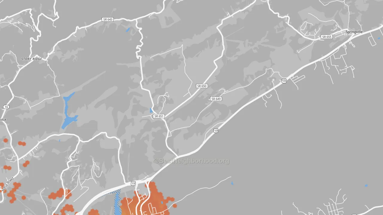 Bike Grade map of Wittens Mills, VA