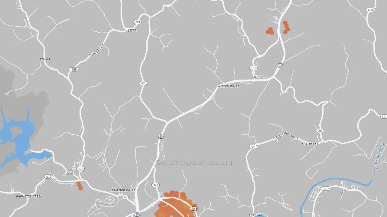Bike Grade map of Wittensville, KY