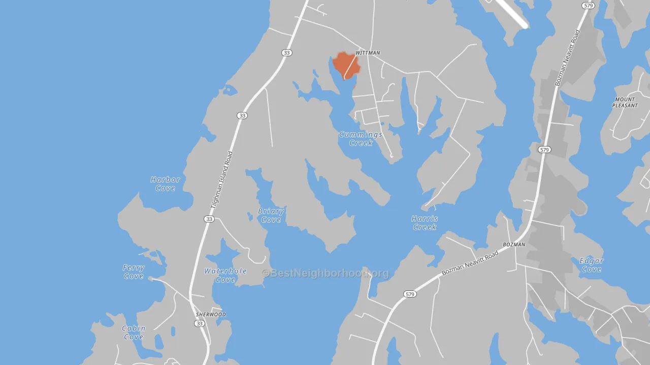 Bike Grade map of Wittman, MD
