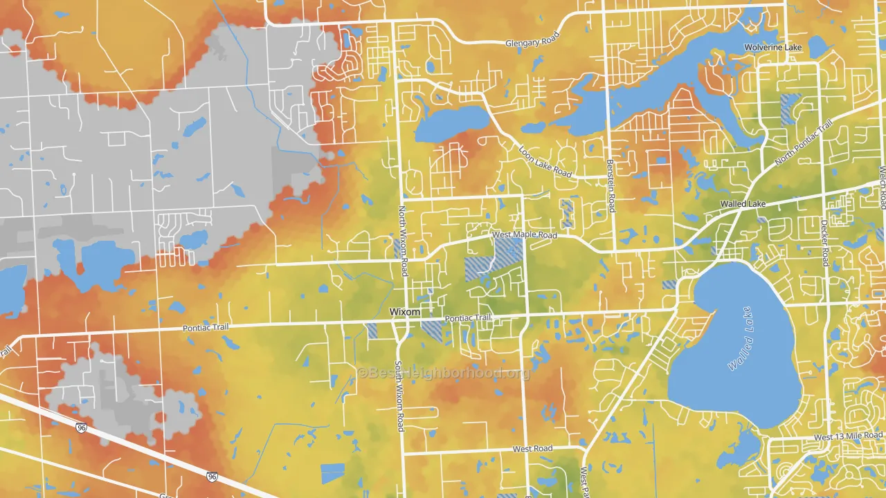 Bike Grade map of Wixom, MI