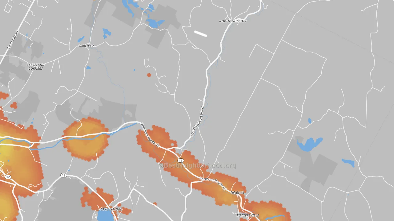 Bike Grade map of Wolcott, VT
