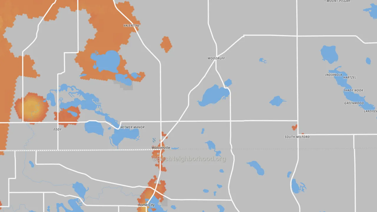 Bike Grade map of Wolcottville, IN