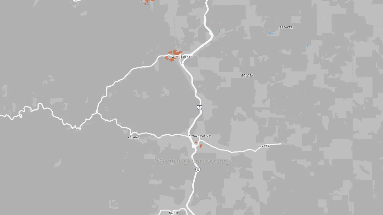 Bike Grade map of Wolf Creek, OR