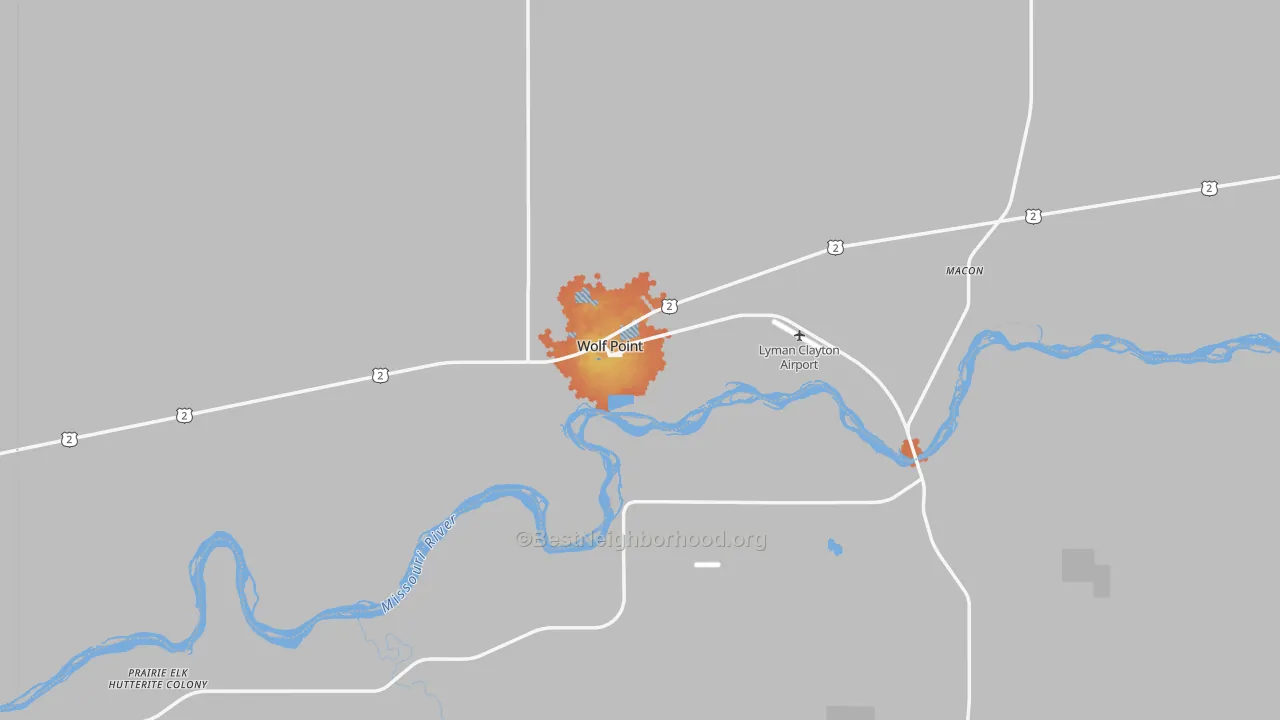 Bike Grade map of Wolf Point, MT