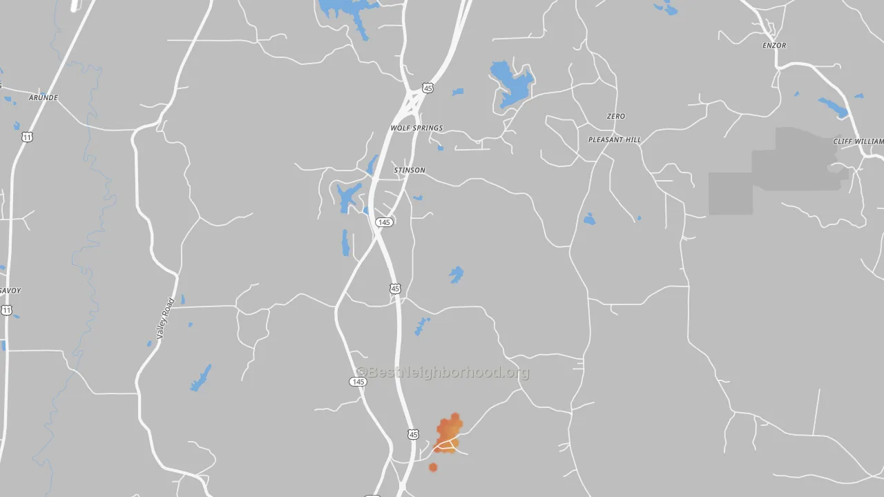 Bike Grade map of Wolf Springs, MS