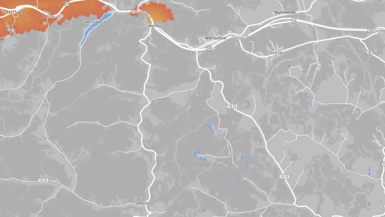 Bike Grade map of Wolf Summit, WV