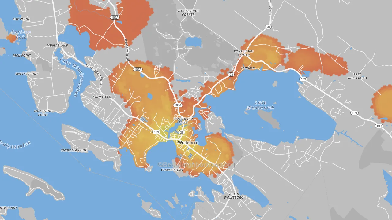 Bike Grade map of Wolfeboro, NH