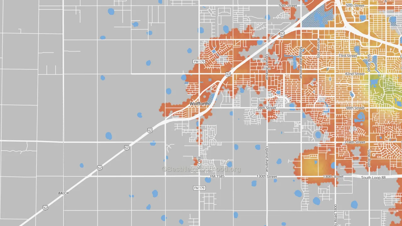 Bike Grade map of Wolfforth, TX