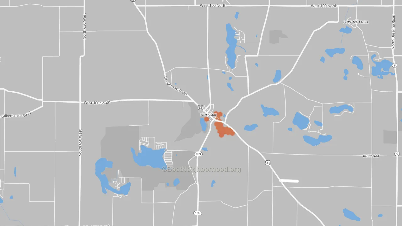 Bike Grade map of Wolflake, IN