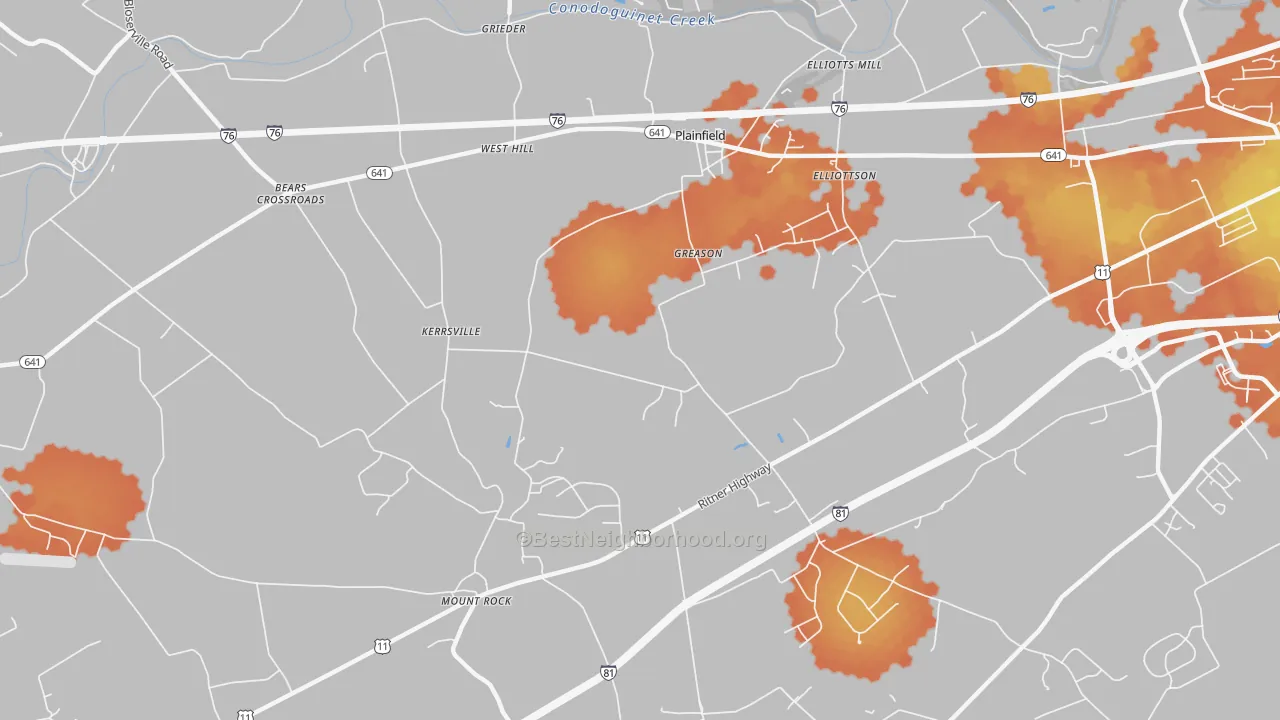 Bike Grade map of Wolfs Crossroads, PA