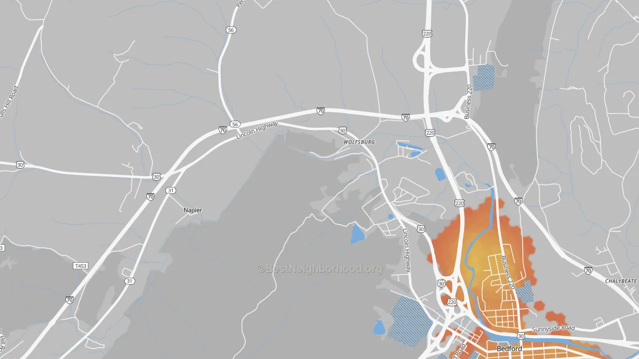Bike Grade map of Wolfsburg, PA