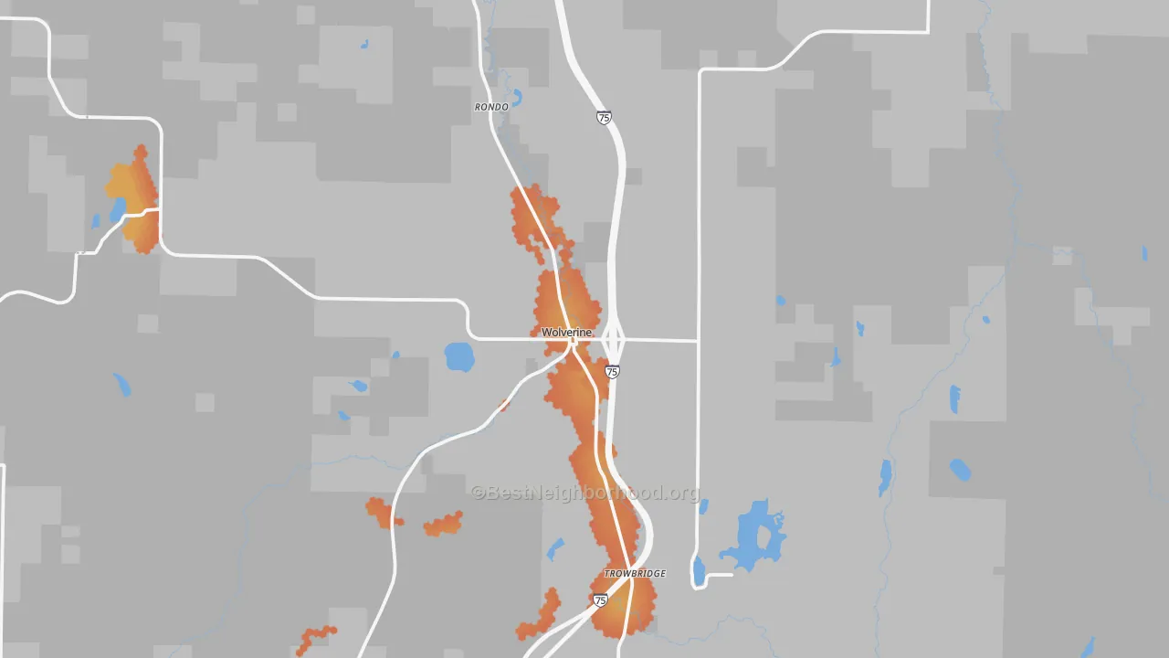 Bike Grade map of Wolverine, MI