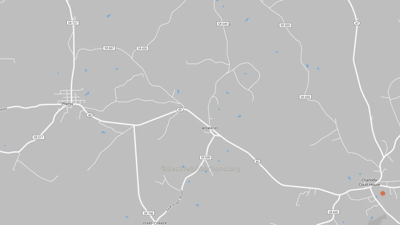 Bike Grade map of Womacks, VA