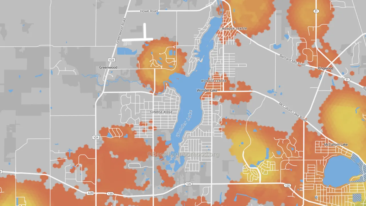 Bike Grade map of Wonder Lake, IL