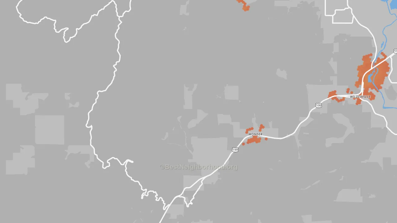 Bike Grade map of Wonder, OR