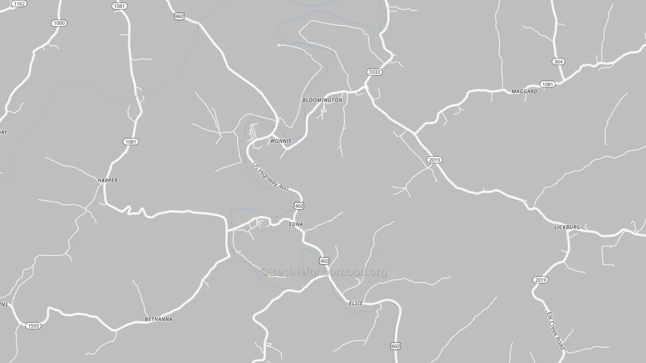 Bike Grade map of Wonnie, KY