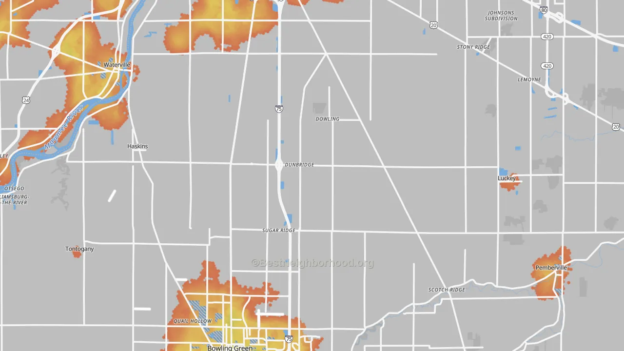 Bike Grade map of Wood County, OH