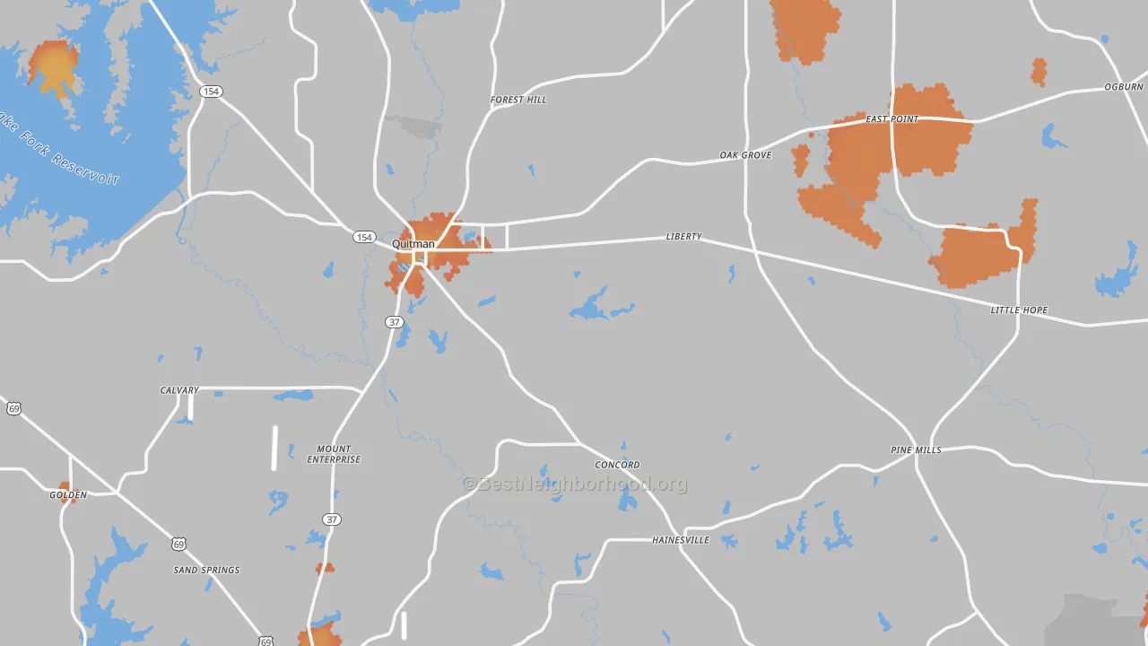 Bike Grade map of Wood County, TX