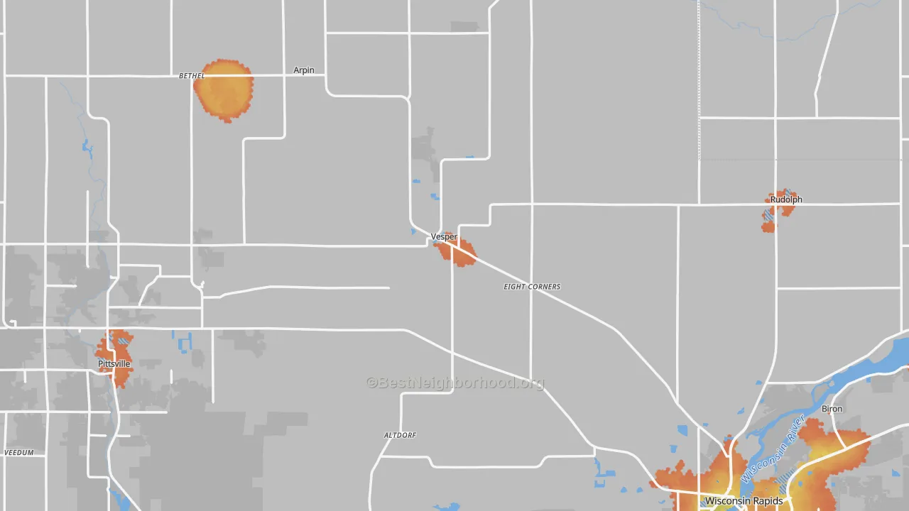 Bike Grade map of Wood County, WI