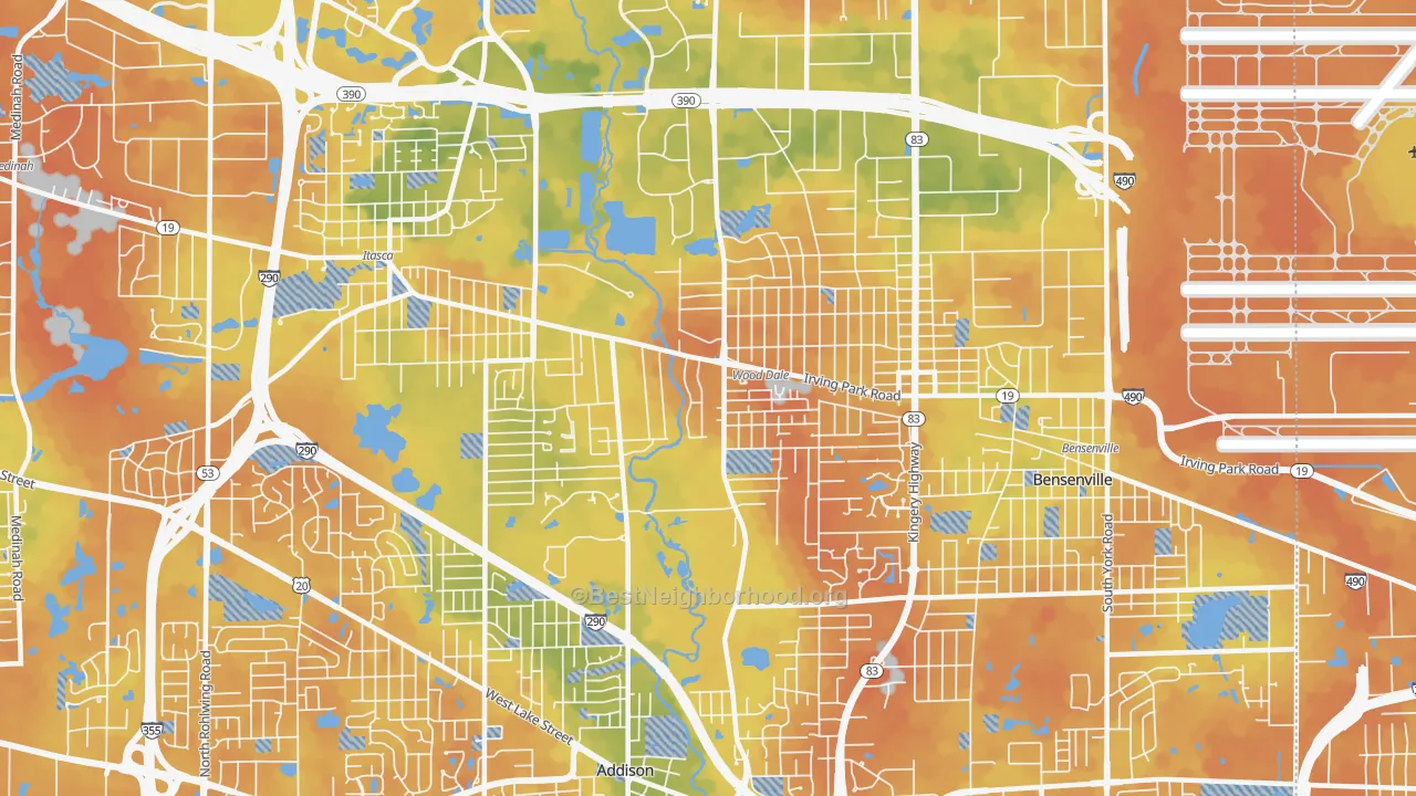 Bike Grade map of Wood Dale, IL