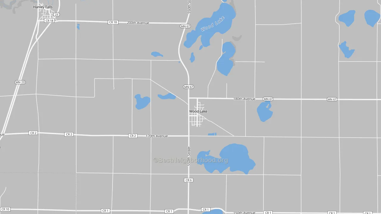 Bike Grade map of Wood Lake, MN