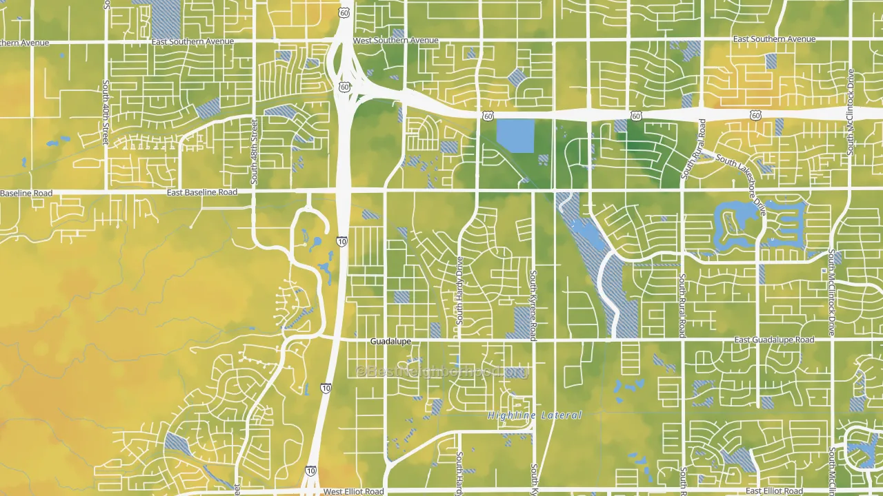 Bike Grade map of Wood Park, Tempe, AZ