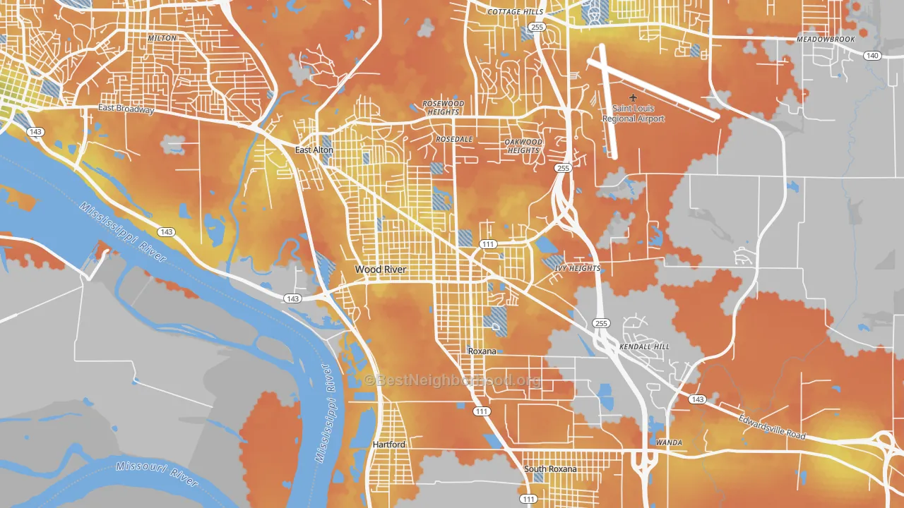 Bike Grade map of Wood River, IL