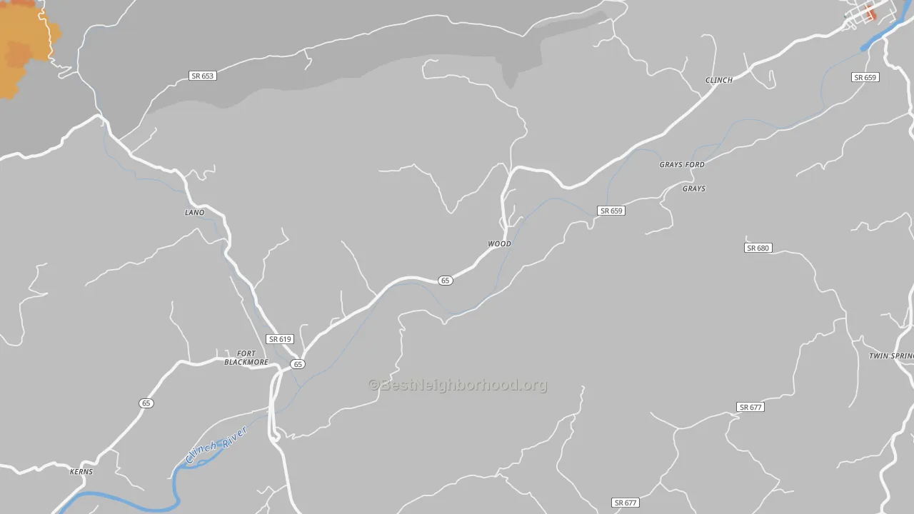 Bike Grade map of Wood, VA