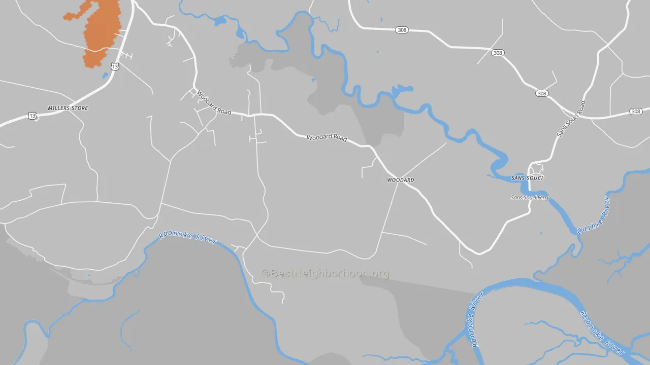 Bike Grade map of Woodard, NC