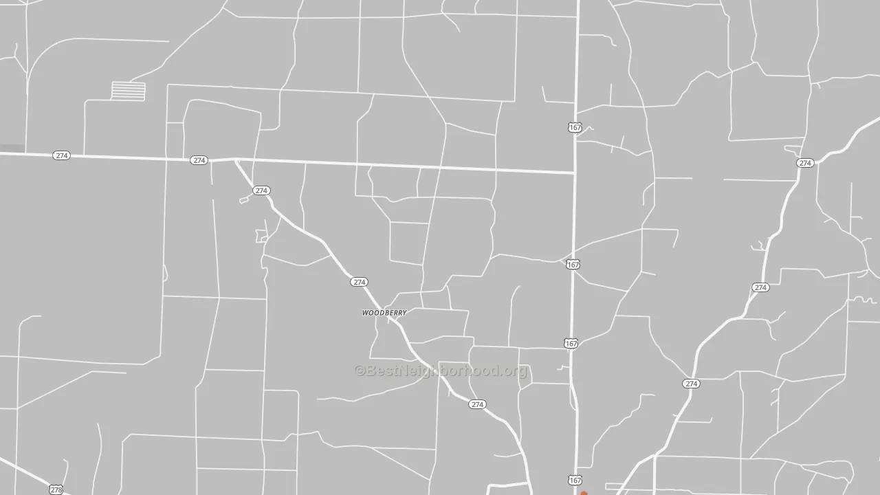 Bike Grade map of Woodberry, AR