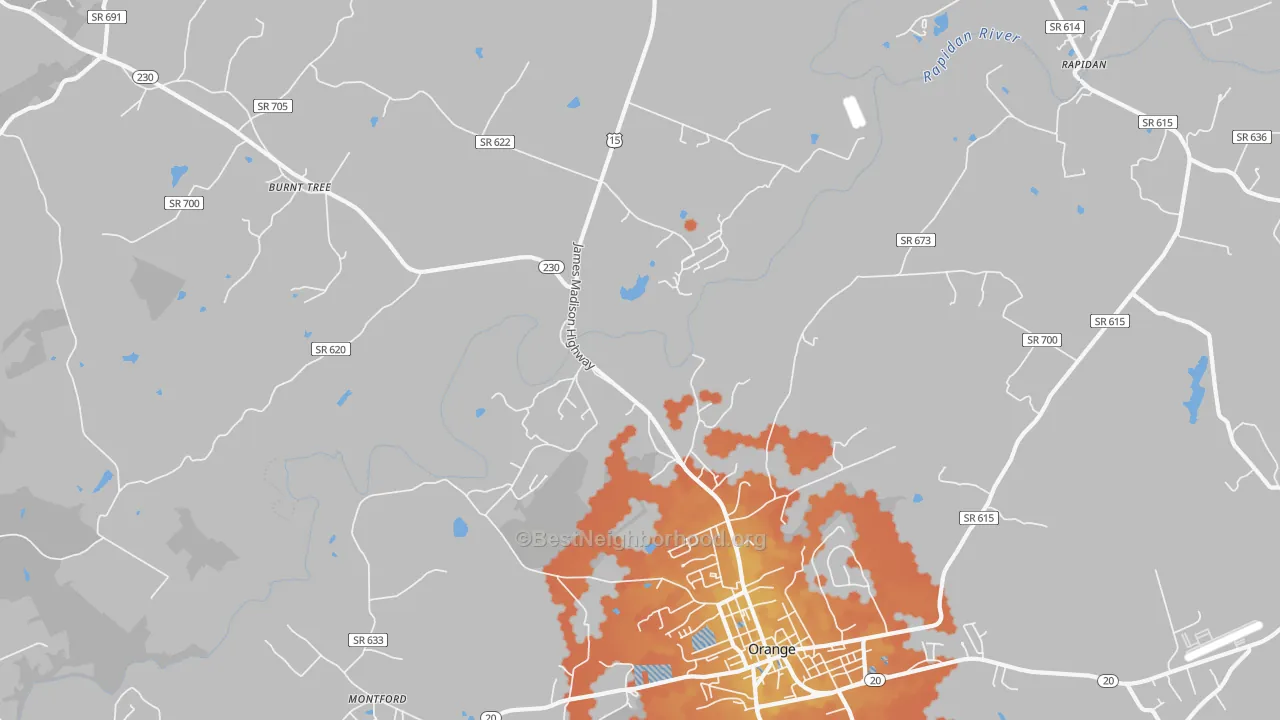 Bike Grade map of Woodberry Forest, VA