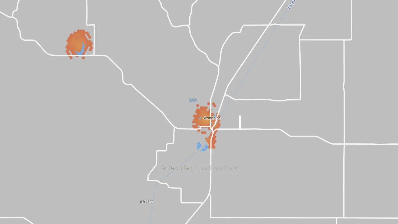 Bike Grade map of Woodbine, IA