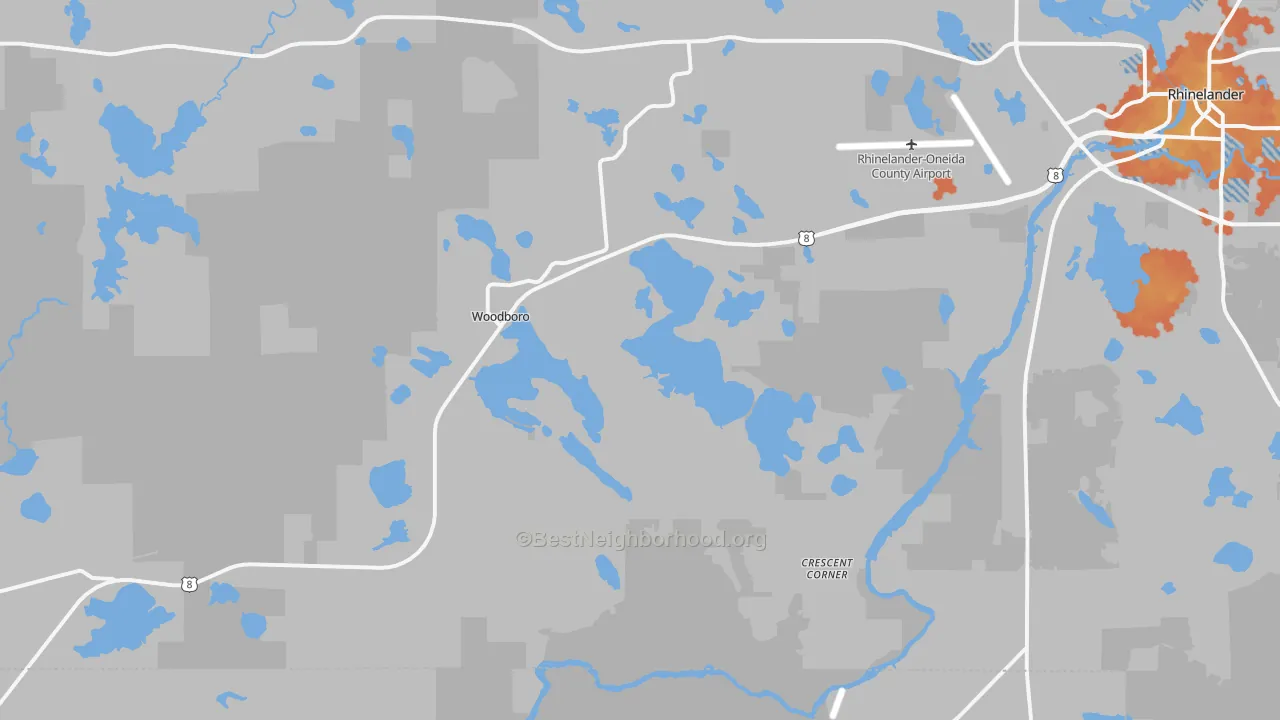 Bike Grade map of Woodboro, WI