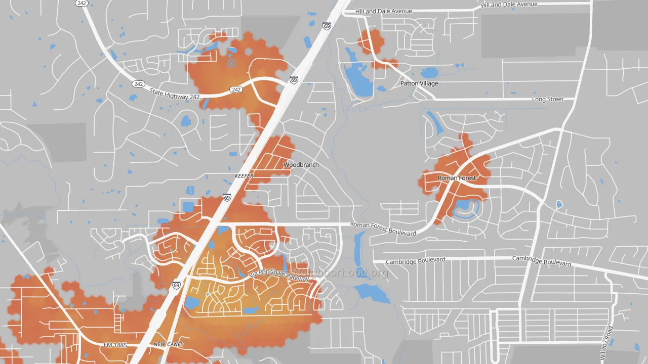 Bike Grade map of Woodbranch, TX
