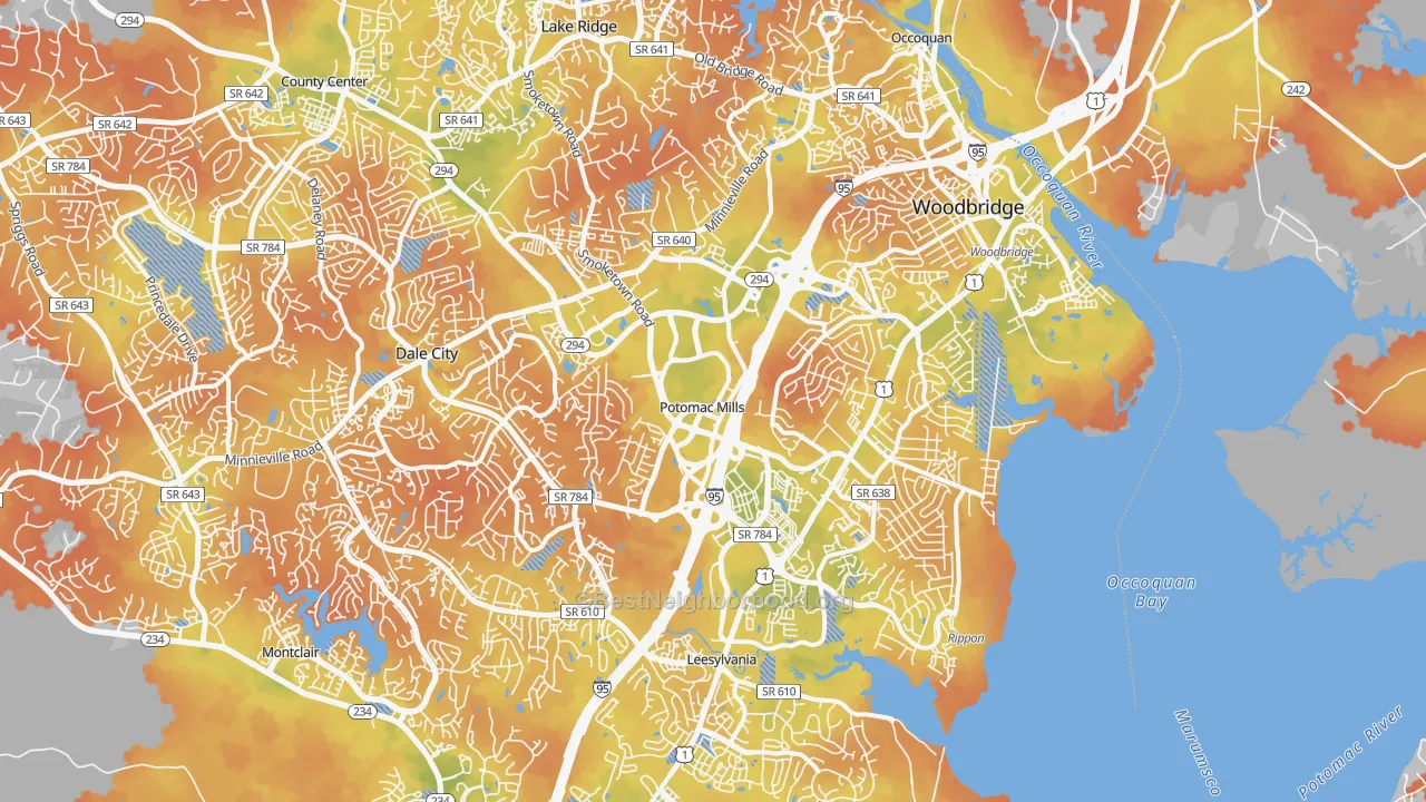 Bike Grade map of Woodbridge, VA